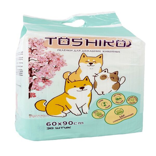 Пеленки Toshiko впитывающие одноразовые с ароматом сакуры для животных 60*90 см 30 шт