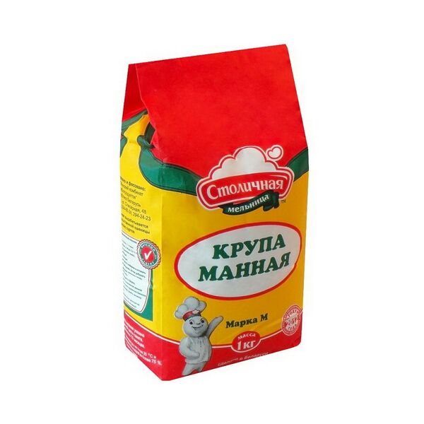Крупа манная 1кг бум/пак Столичная Мельница