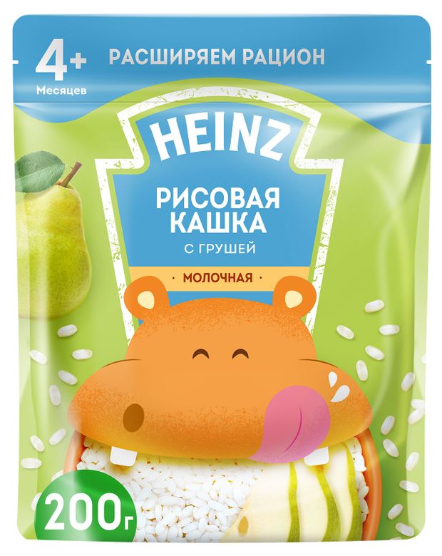 

Каша детская Heinz молочная рисовая с грушей, с 4 месяцев 200 г