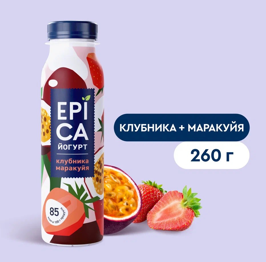 

Йогурт питьевой Epica клубника - маракуйя 2,5%, 260 г