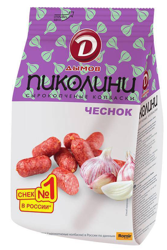 

Колбаски сырокопченые Дымов Пиколини Чеснок 50 г