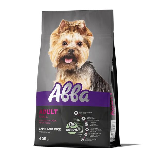Premium Adult Сухой корм Aвва для собак мелких пород, ягненок и рис, 400 гр.