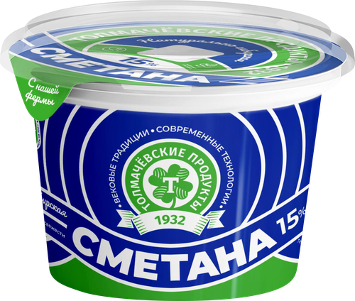 

Сметана Толмачёвские продукты 15% БЗМЖ, 180 г
