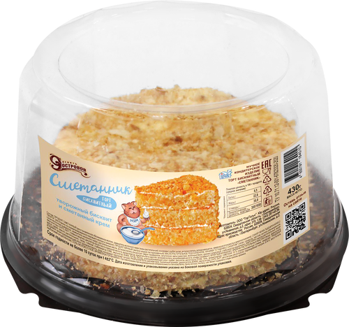 

Торт бисквитно-творожный 9 Островов Сметанник 430 г