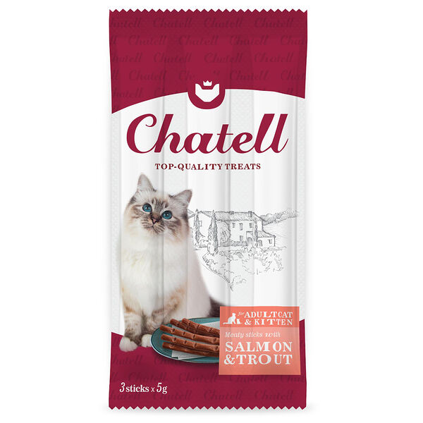 Лакомство для кошек и котят Chatell с лососем и форелью 3 шт, 15 г