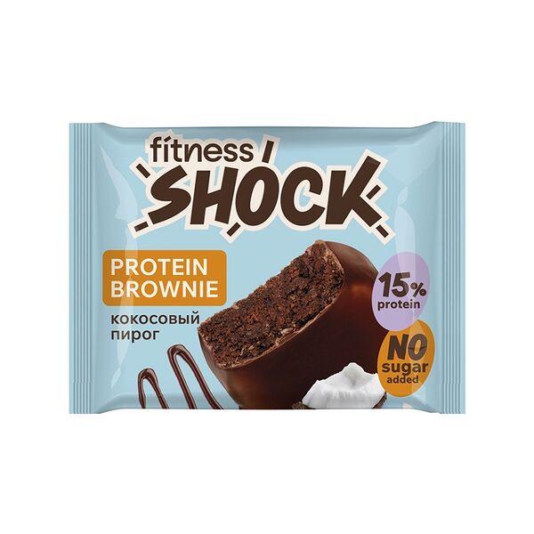 Бисквит протеиновый FitnesShock Брауни Кокосовый пирог без сахара 50 г