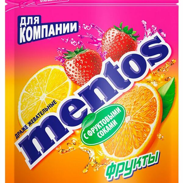 Жевательные драже Mentos Фрукты, 95 г