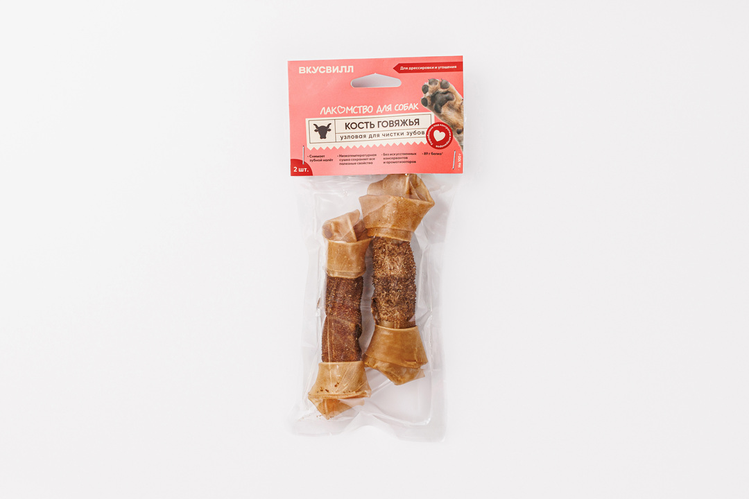 

Кость узловая говяжья для чистки зубов собак ВкусВилл М 2 шт. 120 г