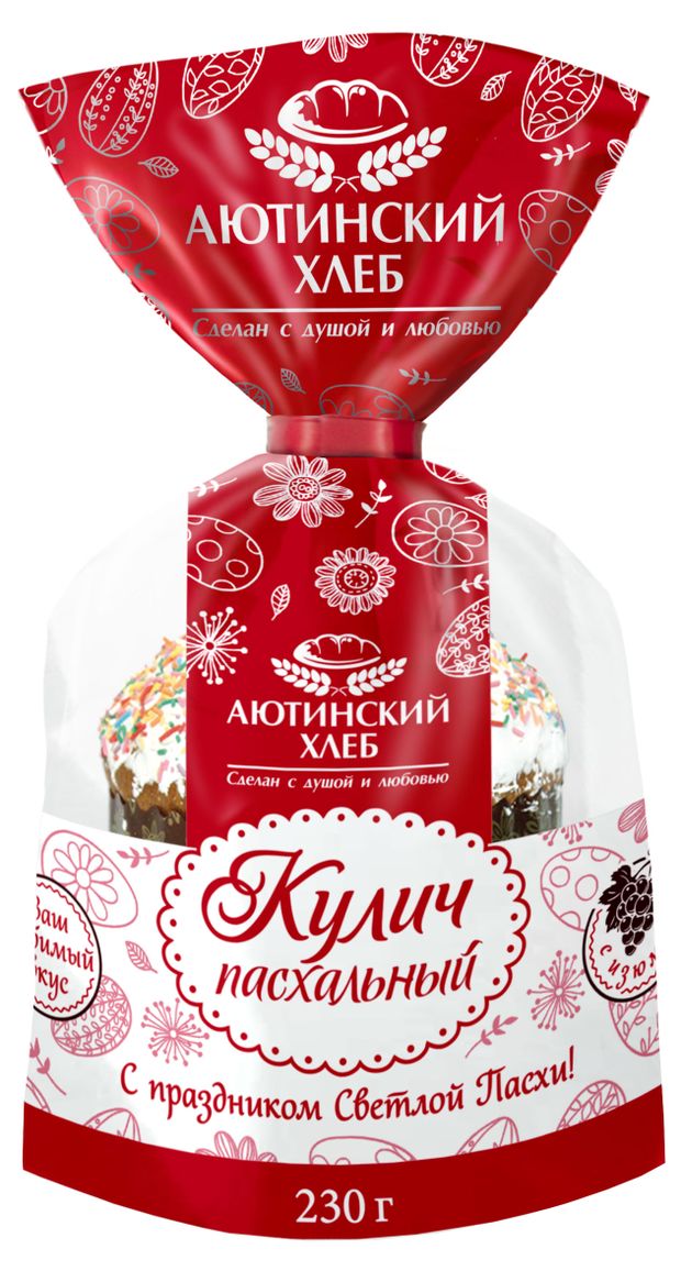 

Кулич Аютинский хлеб Пасхальный сдобный с изюмом 230 г