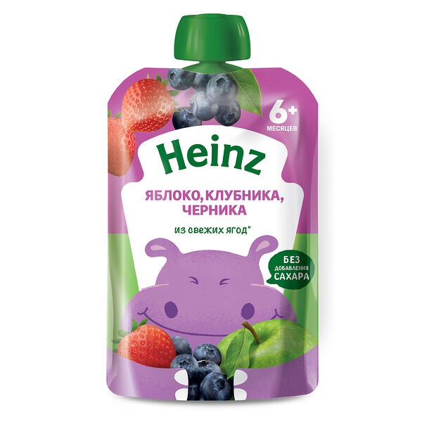 Пюре фруктовое Heinz яблоко, клубника и черника 90 г
