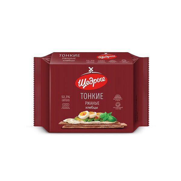 Хлебцы хрустящие Щедрые ржаные тонкие 170 гр.