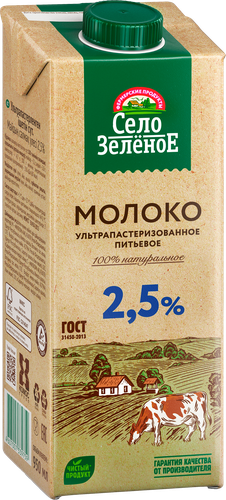 

Молоко Село Зелёное ультрапастеризованное 2.5% 950 мл
