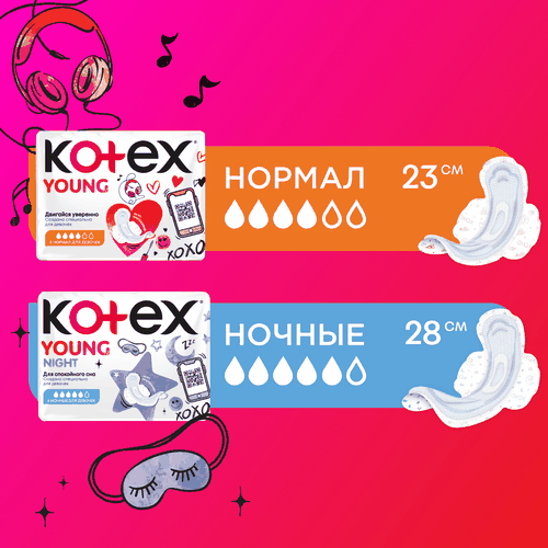 

Прокладки Kotex Young Нормал гигиенические для девочек 8 шт.