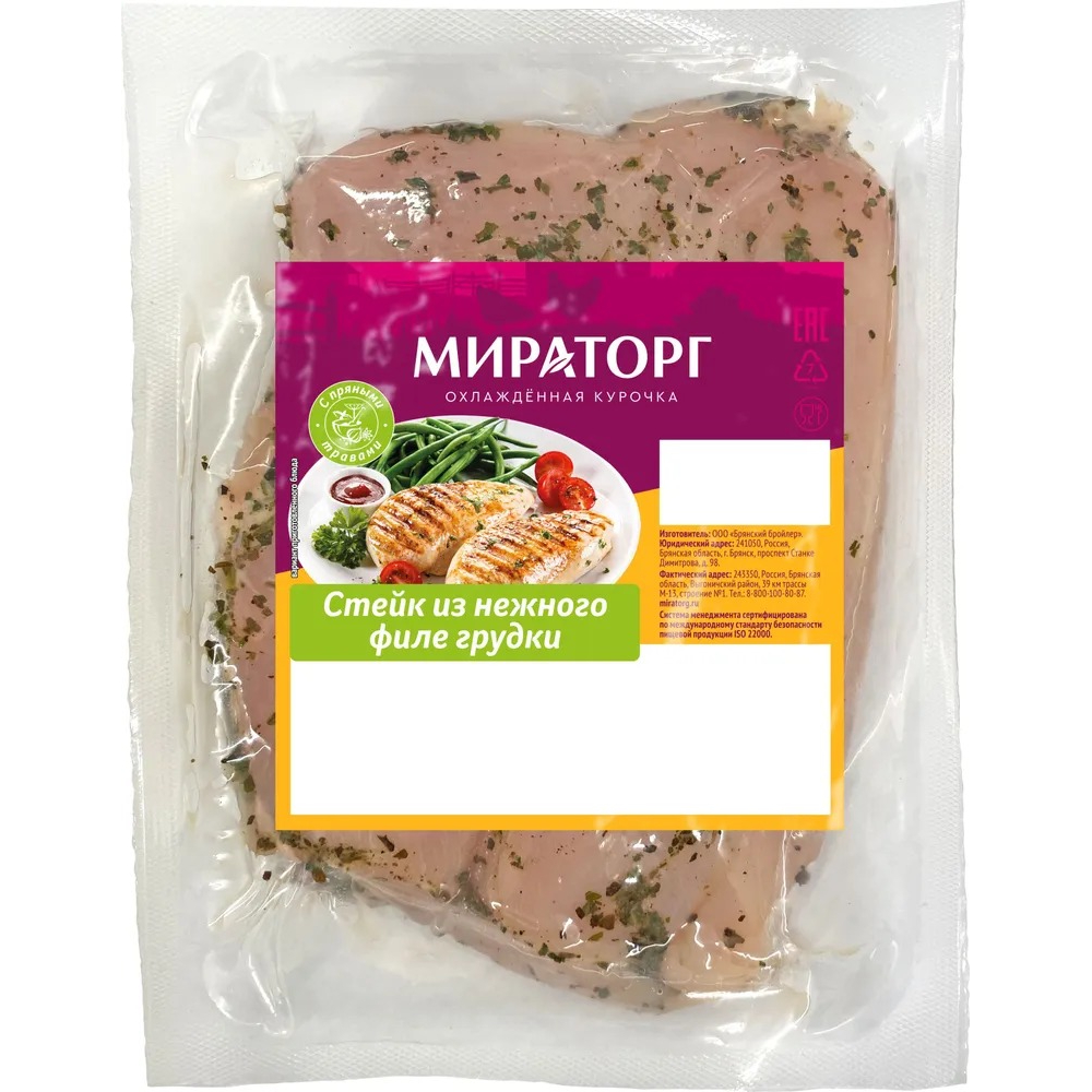 

Стейк Мираторг из нежного филе грудки охлажденный 450 г
