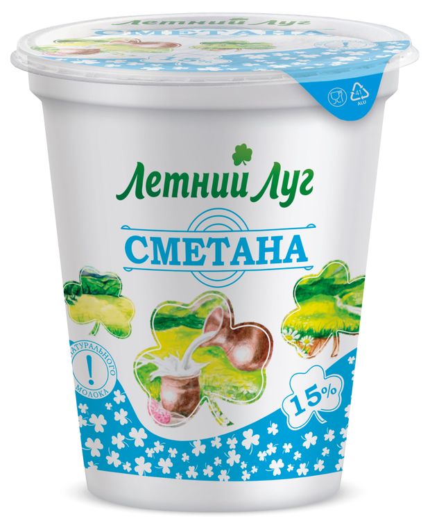 

Сметана Летний луг 15% 400 г