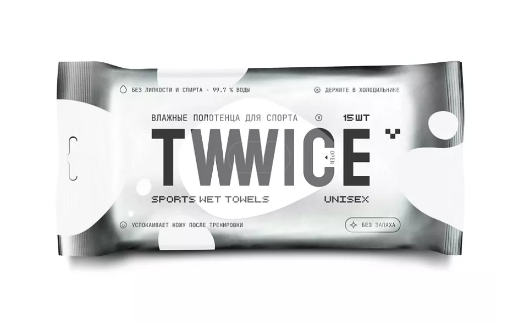 

Влажные полотенца Twwice Unisex для спорта 15 шт.
