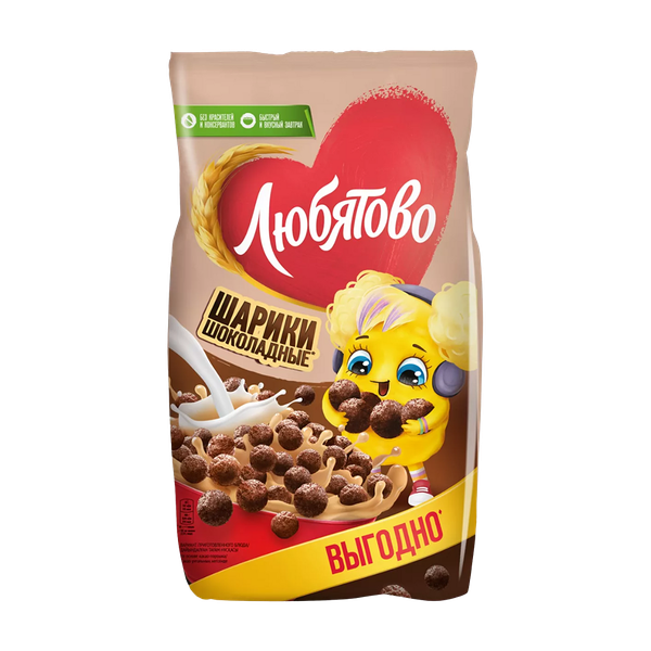 Завтрак Любятово шарики шоколадные 500 г