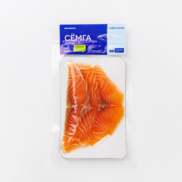 Семга Вкусвилл слабосоленая ломтики 100 г