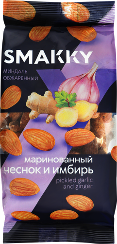 

Миндаль жареный Smakky Маринованный чеснок и имбирь 150 г