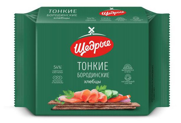 

Хлебцы бородинские Щедрые тонкие 170 г