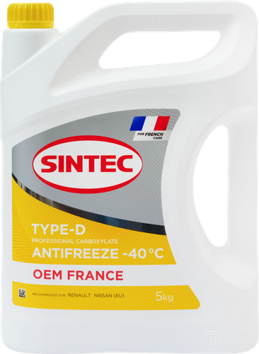 

Антифриз Sintec France Type-D yellow -40 5 кг