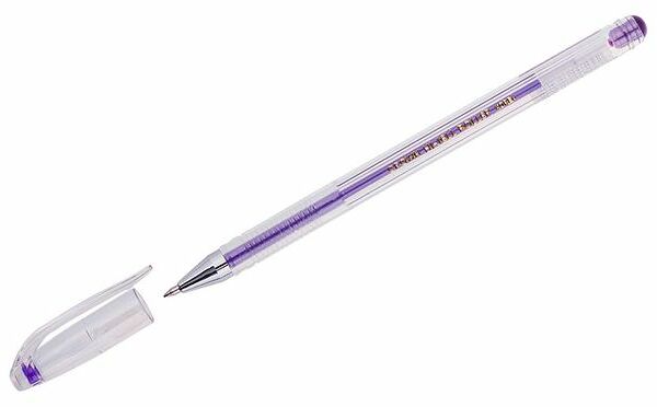 Ручка гелевая Crown Hi-Jell Metallic фиолетовая, 0,7 мм