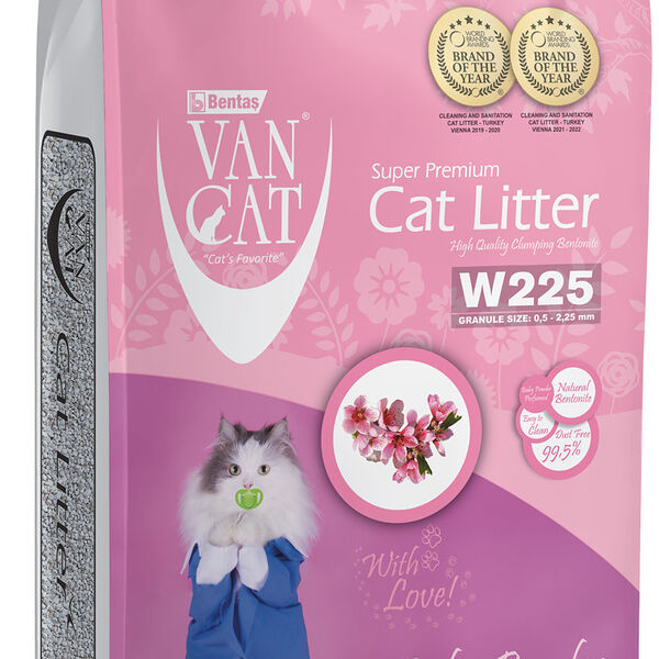 Наполнитель для кошачьих туалетов Van Cat комкующийся без пыли с ароматом детской присыпки 10 кг