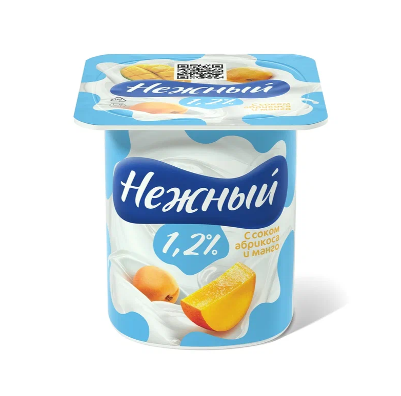 

Йогурт Нежный с соком абрикоса и манго 1.2% 1 шт 100 г