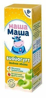 Биойогурт Наша Маша зеленое яблоко 2.5%, с 8 месяцев 200 г