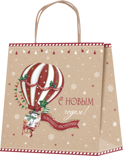 

Пакет подарочный Пакетико KMP Крафт 22x22x10 см дизайн в ассортименте