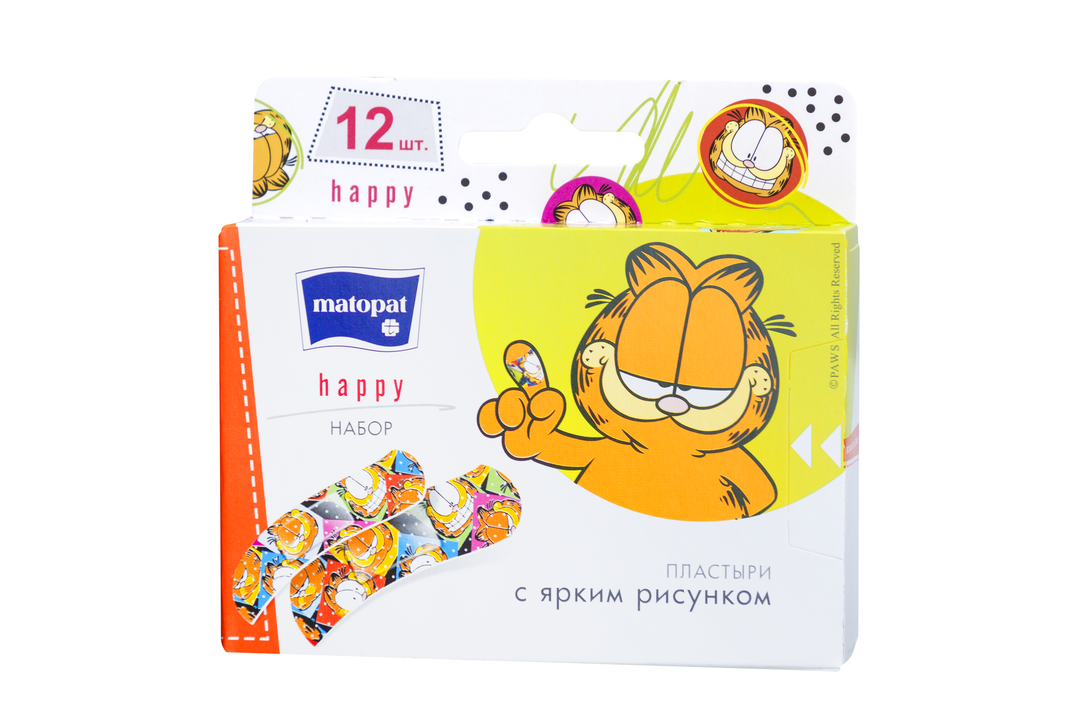 

Пластыри Matopat Happy с ярким рисунком детские 12 шт.