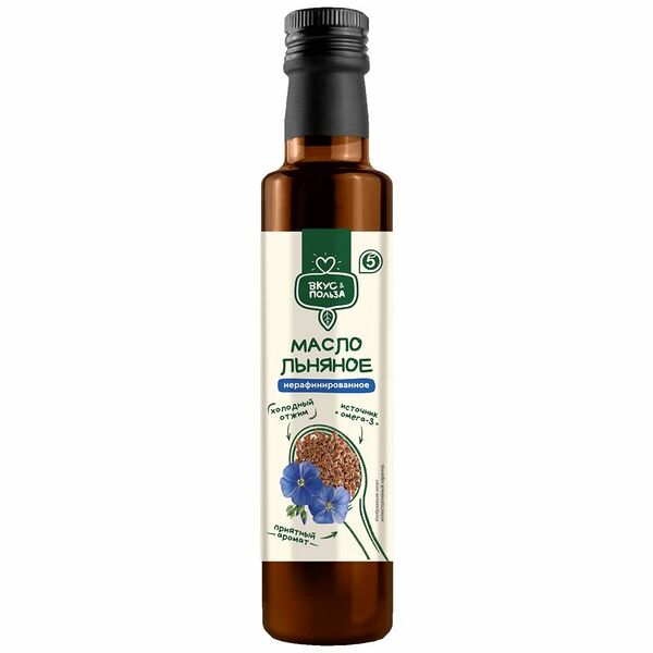 Масло льняное Вкус и Польза нерафинированное 250 мл