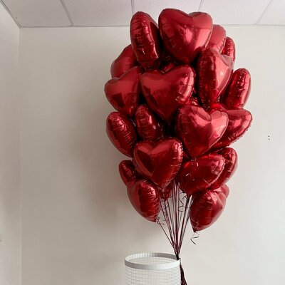 Воздушные шары красное сердце ♥️ 50 штук