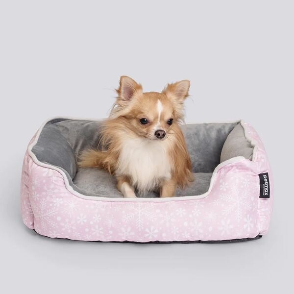 Лежак Petmax для кошек и собак Снежинка, 50х40х15 см, розовый