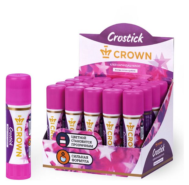 

Клей-карандаш Magic с цветным исчезающим индикатором Crown, в ассортименте 1 шт