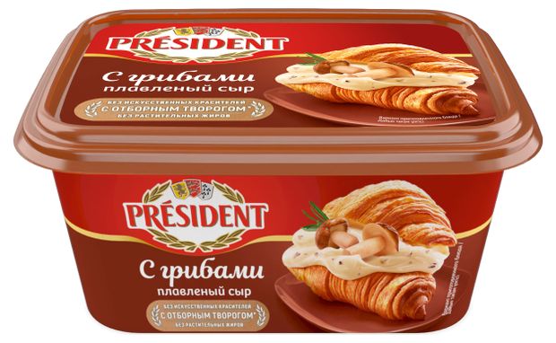 

Сыр плавленый President с грибами 45% БЗМЖ 400 г