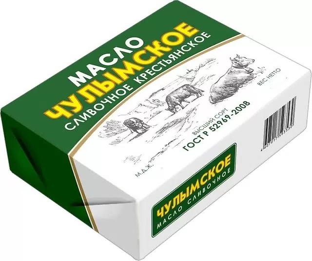 

Масло сладко-сливочное Чулымский Крестьянское 72.5% без змж 180 г