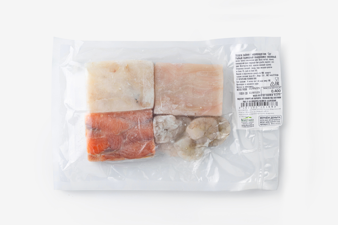 

Ассорти рыбное с морепродуктами для супа замороженное 400 г