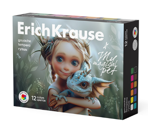 

Гуашь ErichKrause Magic Pet 12 цветов по 20 мл (в коробке 12 шт)