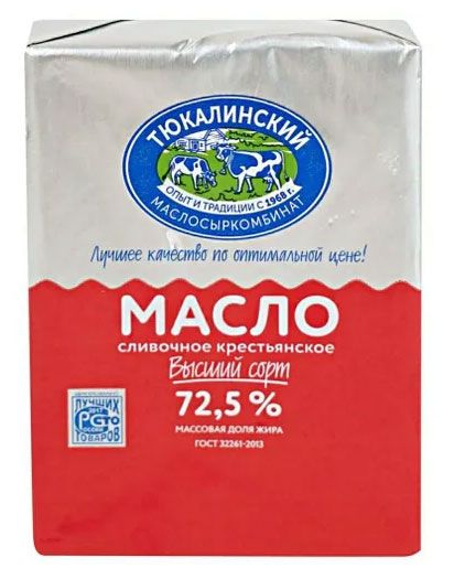 

Масло сливочное Тюкалинский Крестьянское 72.5% 180 г