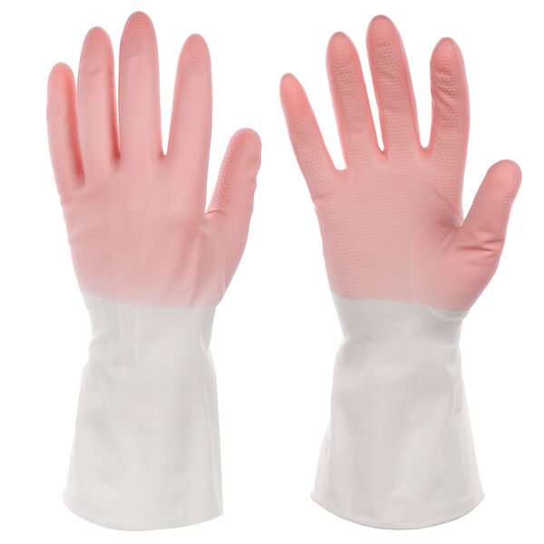 Перчатки хозяйственные Vetta двухцветные, пвх, 30 см, L 1 пара