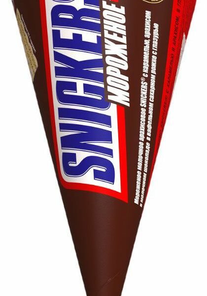 Мороженое рожок Snickers карамель-арахис 6%, 69 г