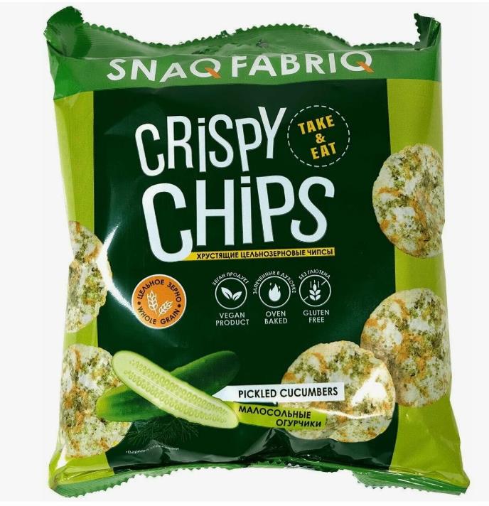 

Чипсы низкокалорийные Snaq Fabriq Малосольные огурчики 50 г