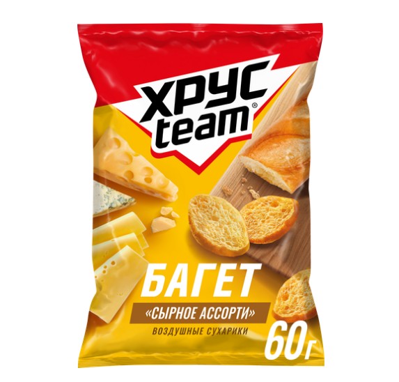 

Сухарики Хрусteam Багет Сырное ассорти 60 г