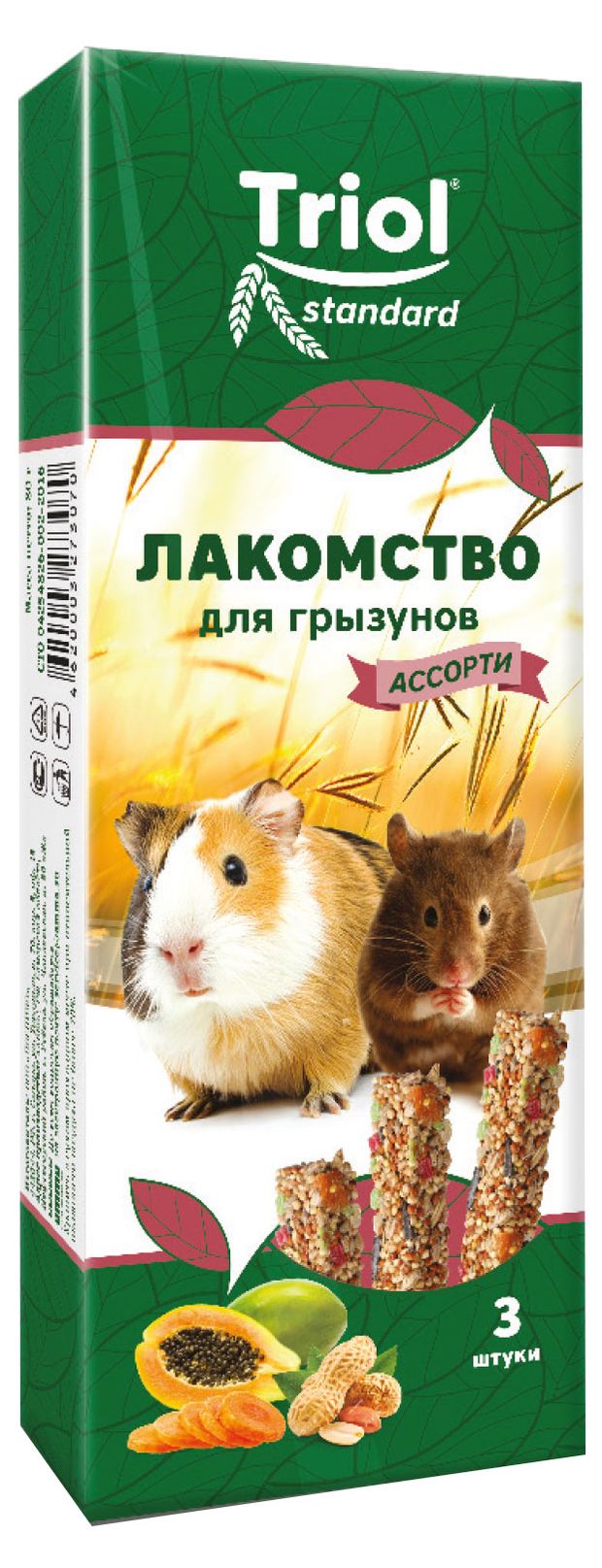 

Лакомство для грызунов Тriol Standard Ассорти с фруктами овощами орехами 75 г