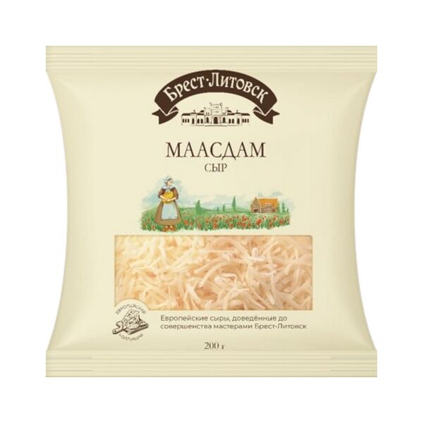 Сыр п/тв Брест-Литовск маасдам фасованный терт 45% фас тертый