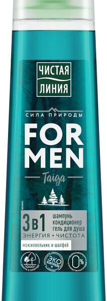 Шампунь-Гель для душа мужской Чистая Линия Энергия и Чистота Можжевельник и шалфей 400 мл