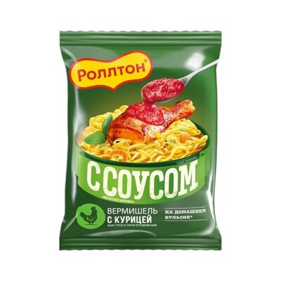 Вермишель Роллтон б/п на дом бульоне с курицей и соусом Пикантная заправка 65г