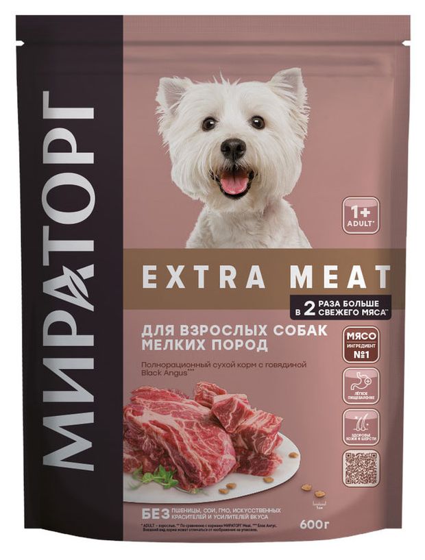 

Корм для взрослых собак мелких пород Winner Extra Meat говядина 600 г