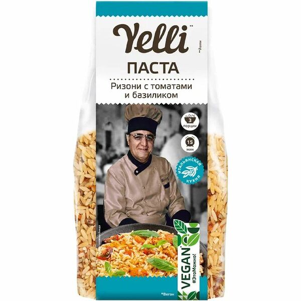 Паста Yelli Ризони с томатами и базиликом 215 г